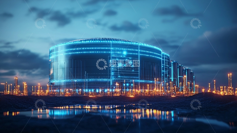高清大图下载【趣麦麦图】夜景油罐储油基地
