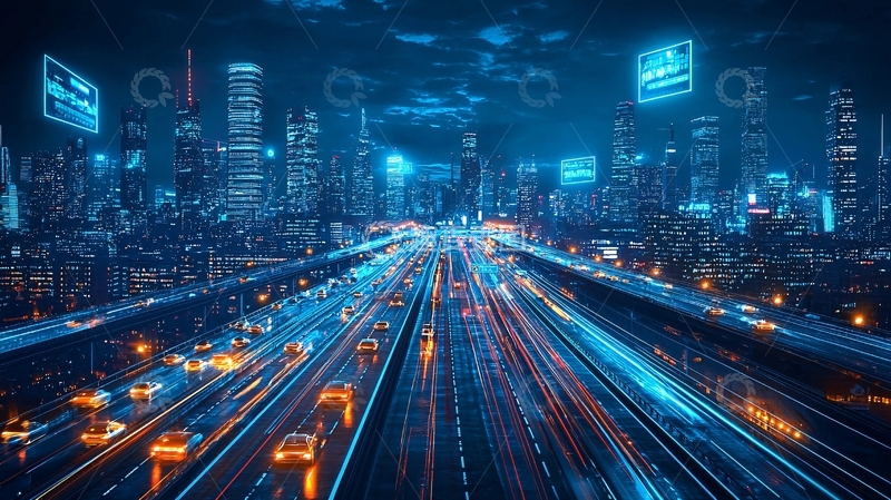 高清大图下载【趣麦麦图】夜景都市高速公路