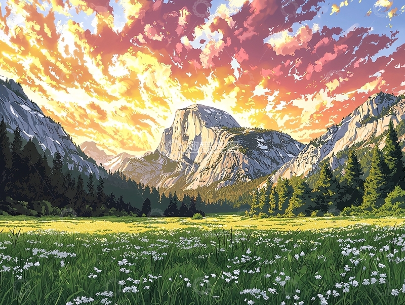 高清大图下载【趣麦麦图】日出时分优胜美地山谷