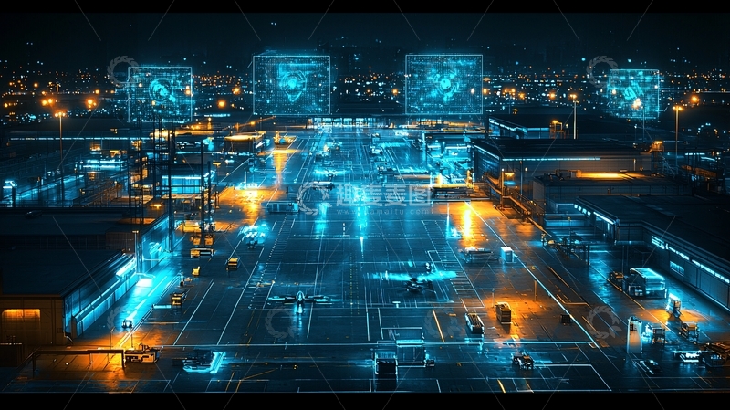 高清大图下载【趣麦麦图】夜景智能物流中心