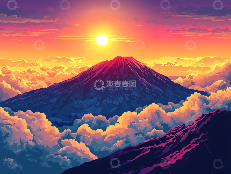 高清大图下载【趣麦麦图】云海日出山峰