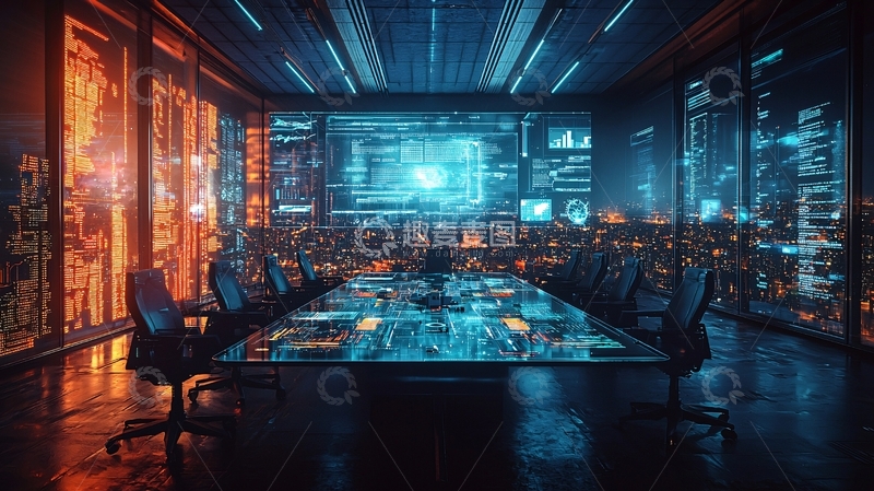 高清大图下载【趣麦麦图】-未来科技感会议室