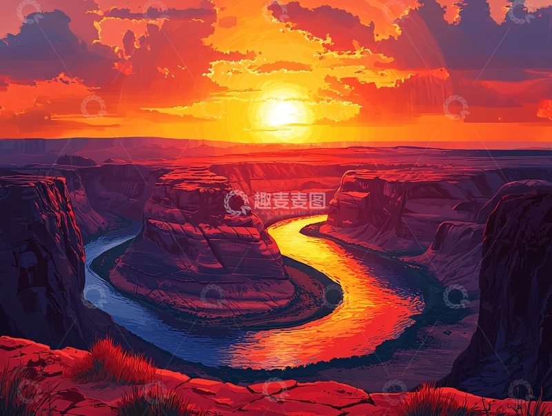 高清大图下载【趣麦麦图】壮丽的峡谷日落