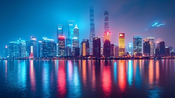 夜上海城市天际线