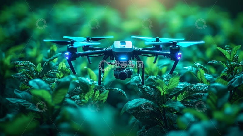 高清大图下载【趣麦麦图】夜间农业无人机