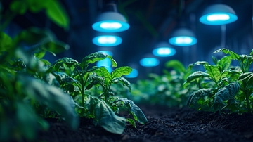 蓝光灯下的植物生长