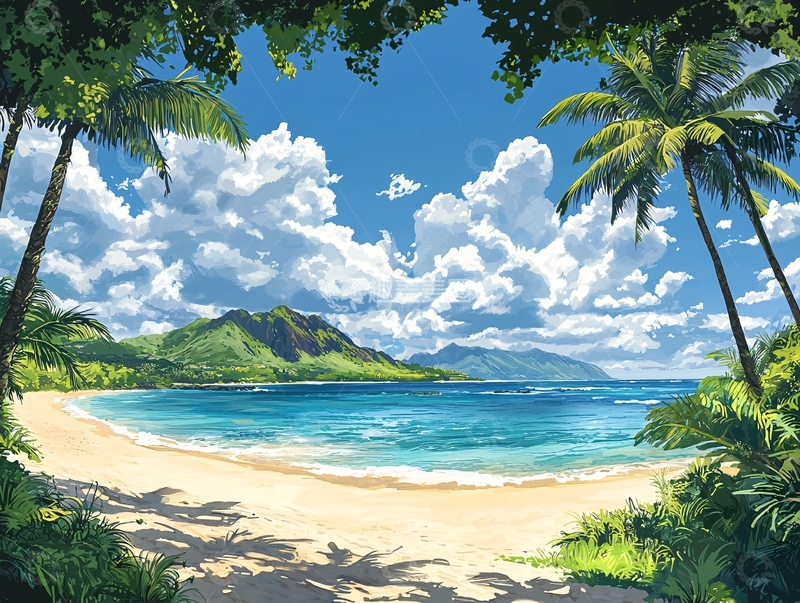 高清大图下载【趣麦麦图】热带海滩风景画