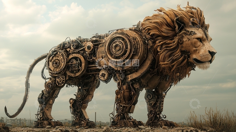 高清大图下载【趣麦麦图】机械狮子