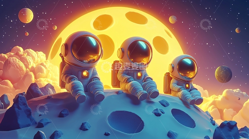高清大图下载【趣麦麦图】月球上的宇航员
