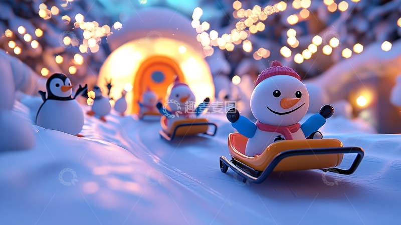 高清大图下载【趣麦麦图】雪地雪橇