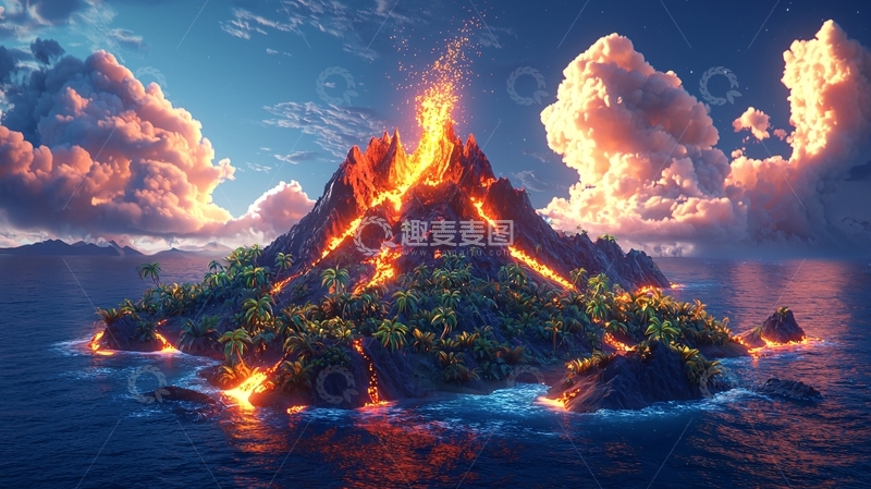 高清大图下载【趣麦麦图】火山岛