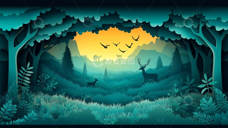 高清大图下载【趣麦麦图】森林剪影
