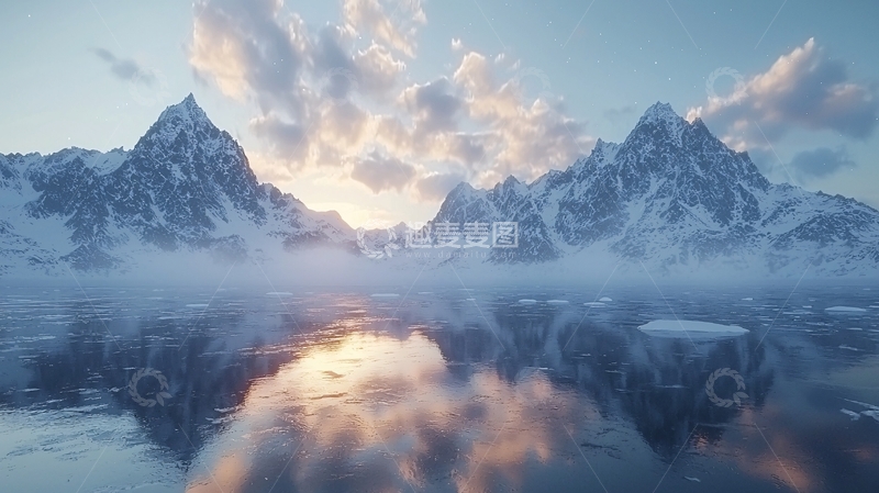 高清大图下载【趣麦麦图】雪山日落