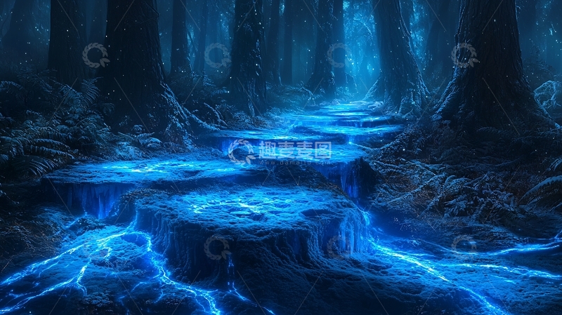 高清大图下载【趣麦麦图】蓝色森林小路
