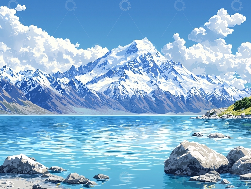 高清大图下载【趣麦麦图】雪山湖泊风景