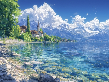 阿尔卑斯山湖边小镇