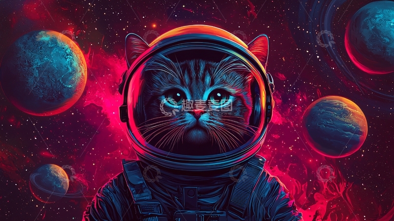 高清大图下载【趣麦麦图】太空猫