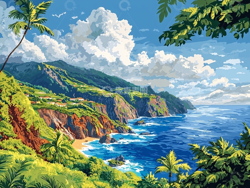 高清大图下载【趣麦麦图】热带海滩风景画