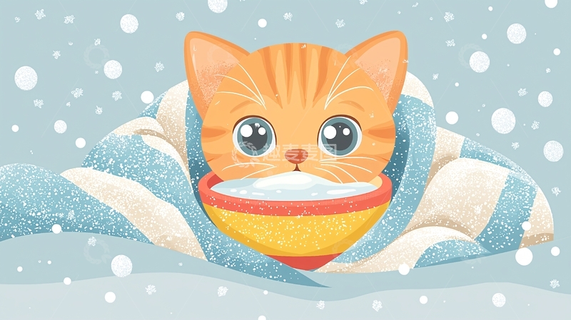 高清大图下载【趣麦麦图】猫咪喝牛奶