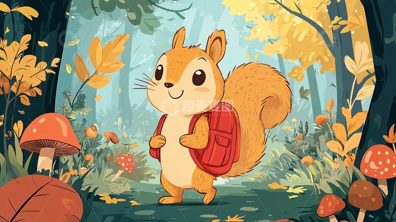 高清大图下载【趣麦麦图】秋天森林小松鼠