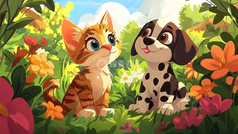 高清大图下载【趣麦麦图】猫咪狗狗花园