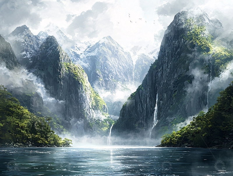 高清大图下载【趣麦麦图】高山峡谷湖泊景色