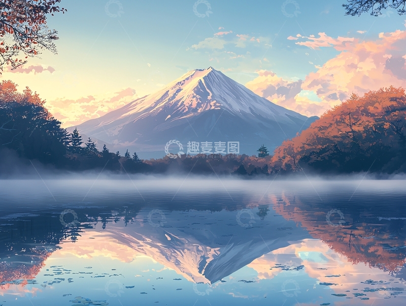 高清大图下载【趣麦麦图】富士山倒影