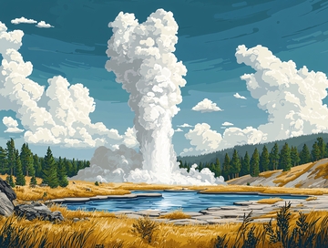 黄石公园间歇泉喷发