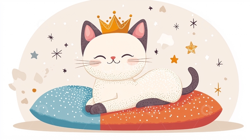 高清大图下载【趣麦麦图】戴皇冠的小猫