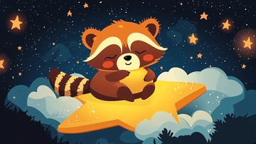 抱着星星的小浣熊