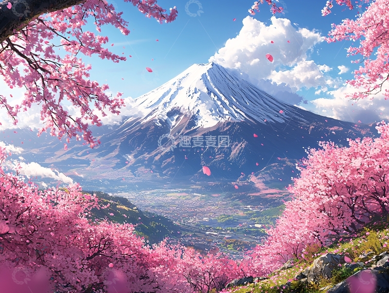 富士山樱花烂漫