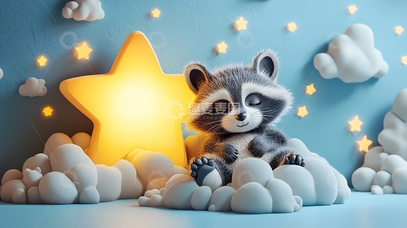 高清大图下载【趣麦麦图】卡通浣熊
