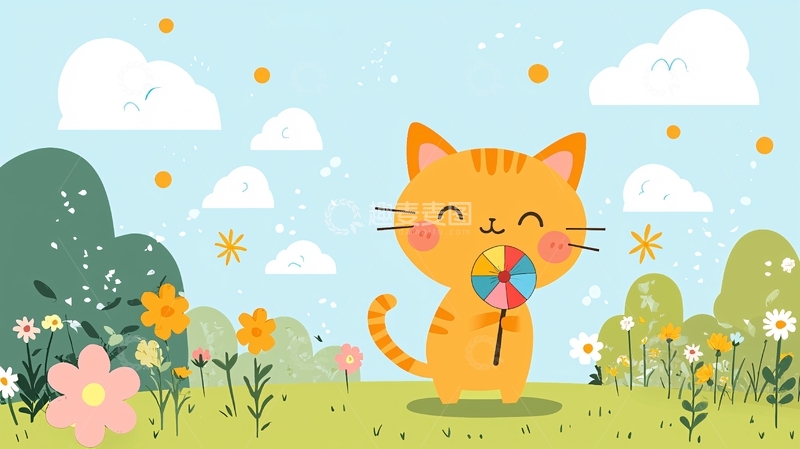高清大图下载【趣麦麦图】可爱猫咪吃棒棒糖