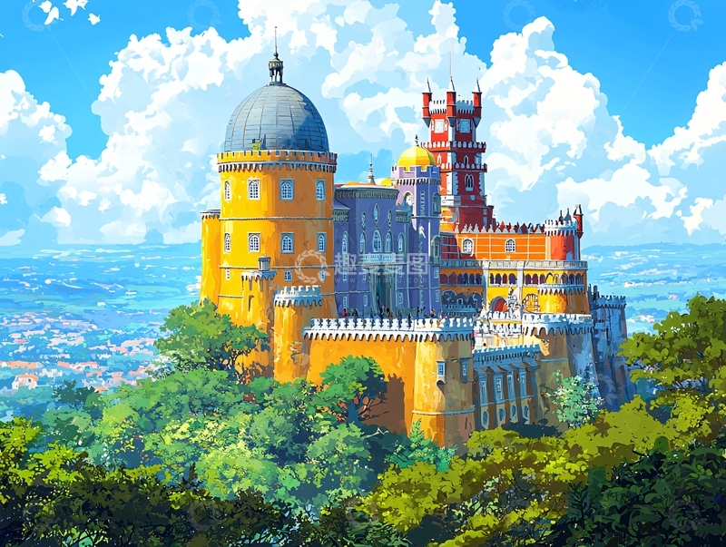 高清大图下载【趣麦麦图】阳光下的黄色城堡