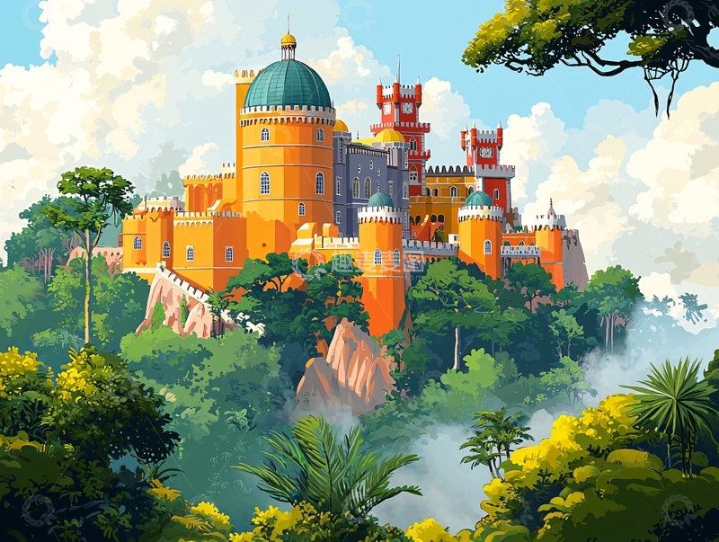 高清大图下载【趣麦麦图】童话般色彩鲜艳的城堡