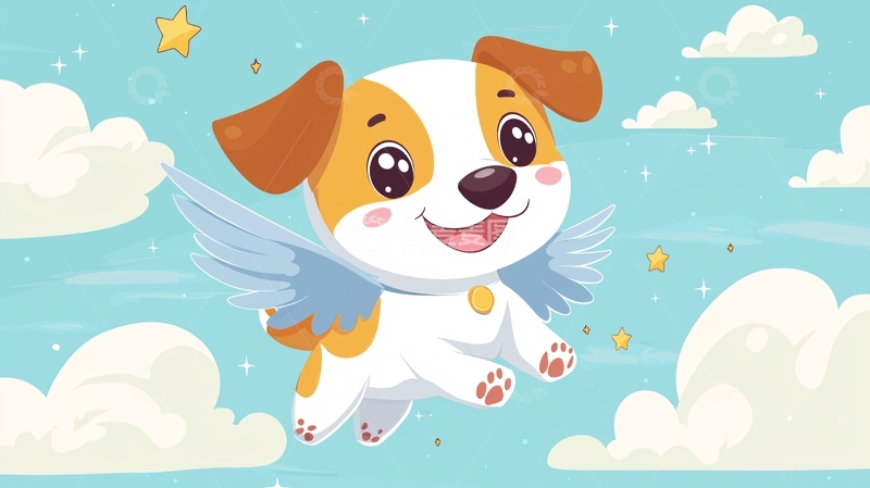 高清大图下载【趣麦麦图】-可爱小狗飞天