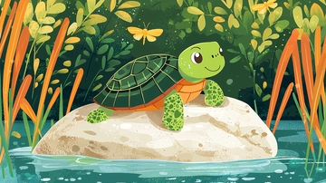可爱小乌龟在石头上