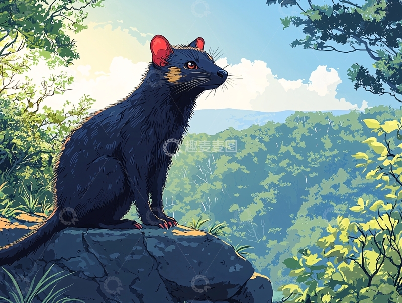 高清大图下载【趣麦麦图】山崖上的黑色小动物