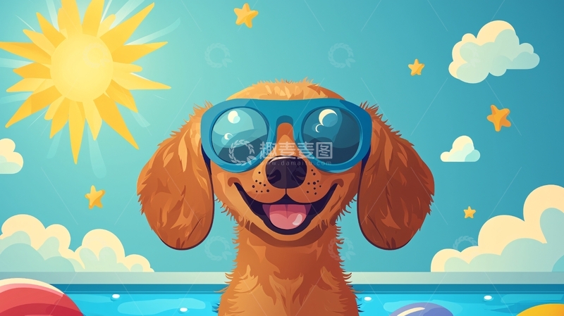 高清大图下载【趣麦麦图】戴墨镜的腊肠犬