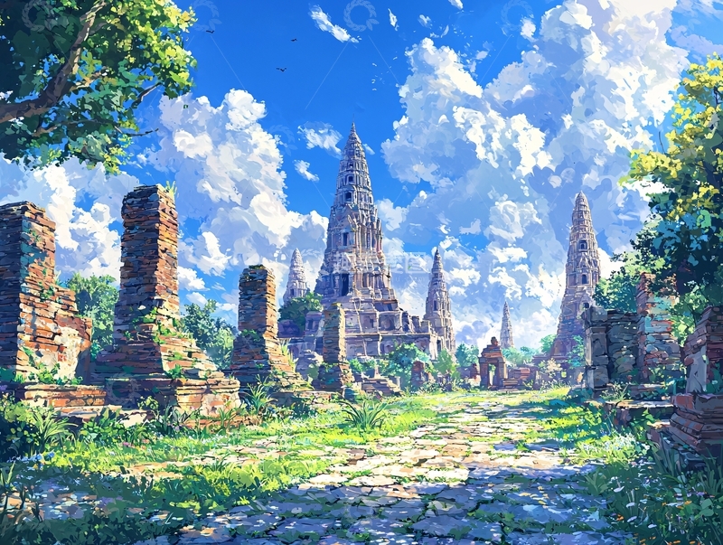 高清大图下载【趣麦麦图】阳光下的古老废墟