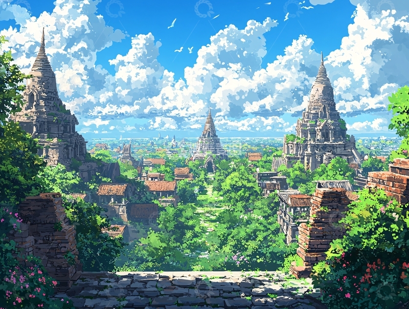 高清大图下载【趣麦麦图】阳光下的古城风光