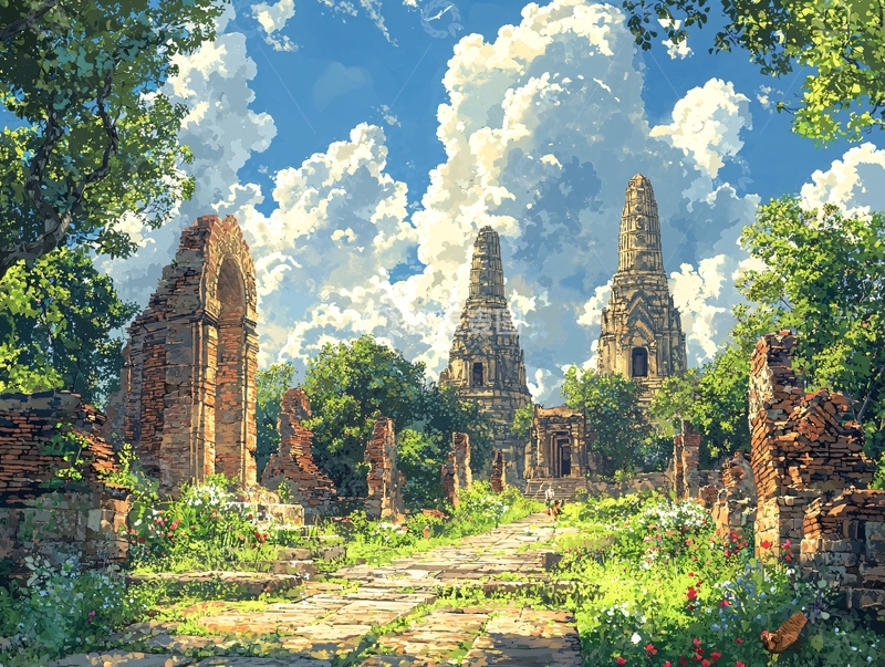 高清大图下载【趣麦麦图】阳光下的古老废墟