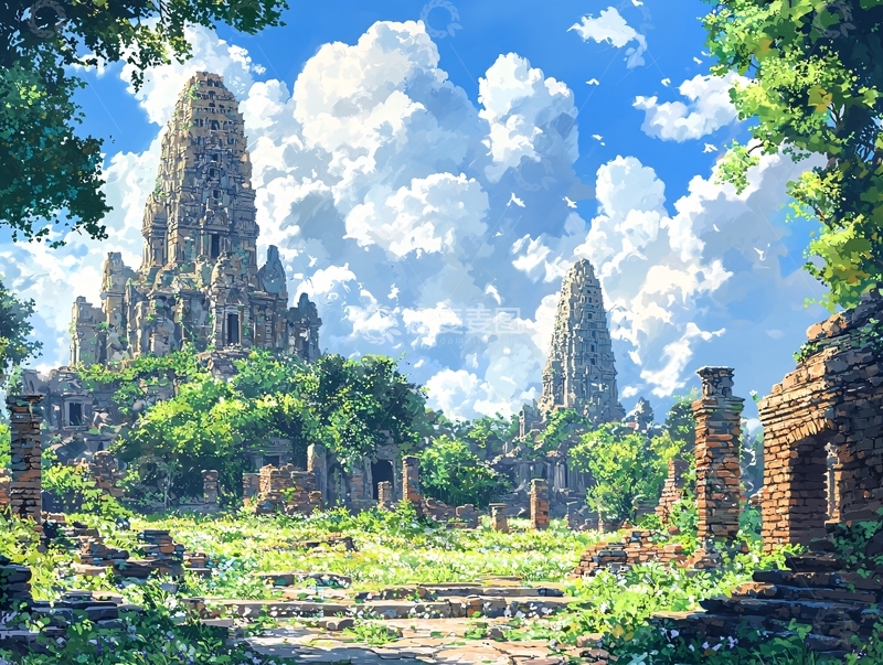 高清大图下载【趣麦麦图】阳光下的古老废墟