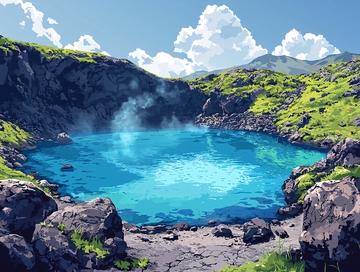 山谷中的碧蓝湖泊