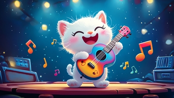 可爱猫咪弹吉他