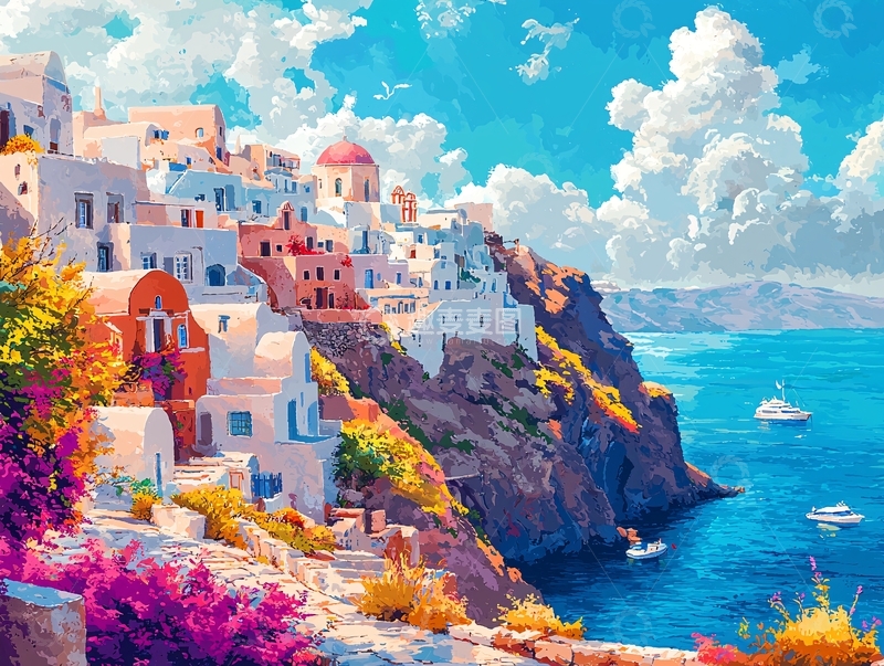 高清大图下载【趣麦麦图】海边彩色房屋