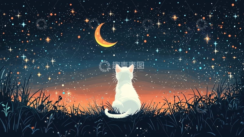 高清大图下载【趣麦麦图】猫咪星空
