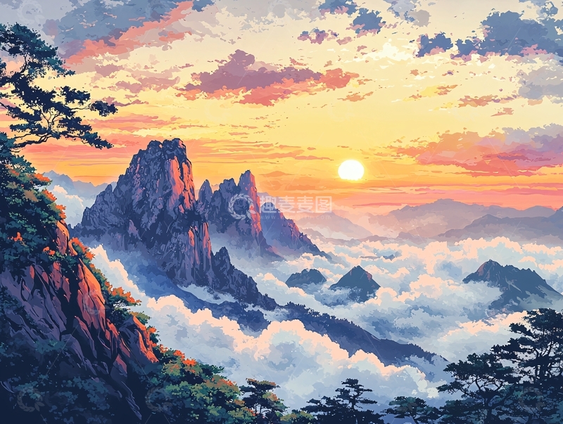 高清大图下载【趣麦麦图】云海日出