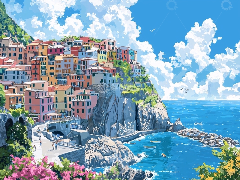 高清大图下载【趣麦麦图】彩色小镇