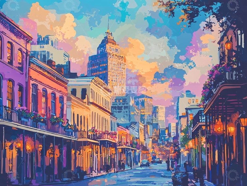 高清大图下载【趣麦麦图】梦幻彩绘城市街道